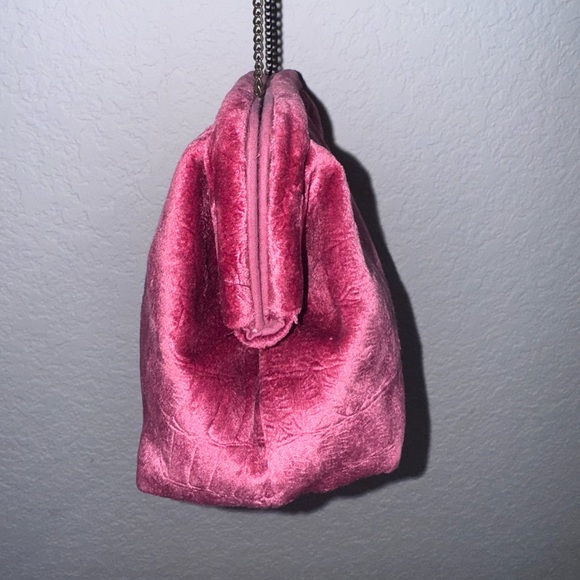 Anthropologie Mollie Velvet Crossbody Clutch Purse Handbag Burgundy Embossed - Picture 4 of 5